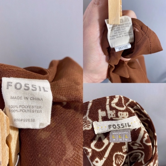 Fossil Key Print Brown A-Line Midi Large Dress - Picture 6 of 6